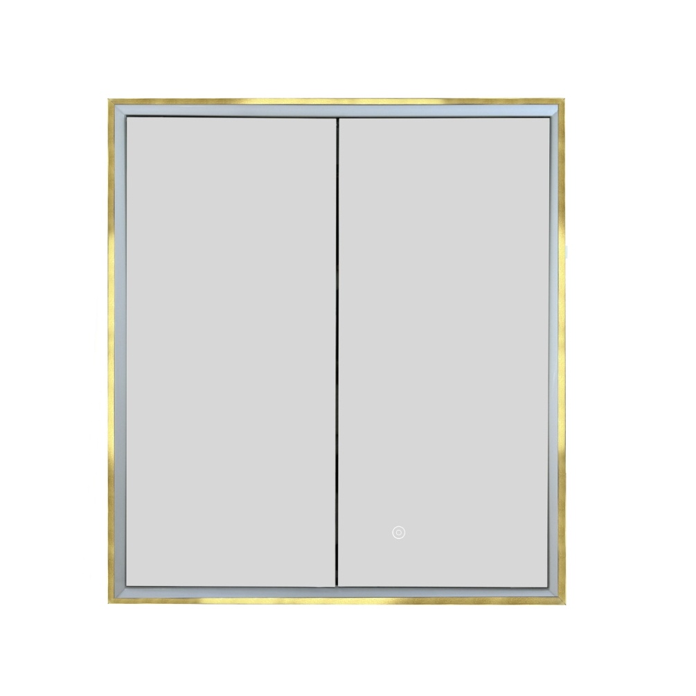 JTP Luca Brushed Brass Recessed Double Mirror Bathroom Cabinet Cut Out